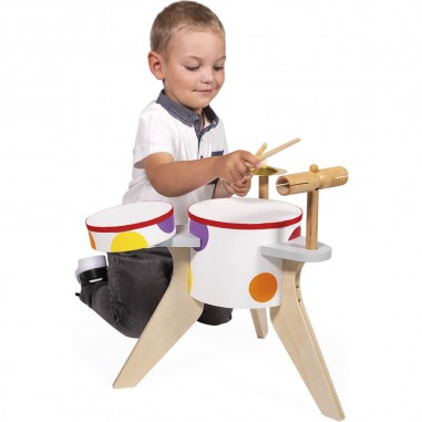 Batterie enfant - Batterie jouet, imitation instrument musique - Janod