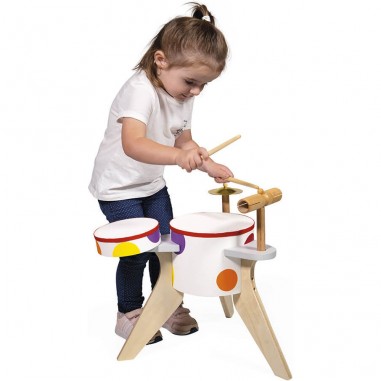 Batterie enfant - Batterie jouet, imitation instrument musique - Janod