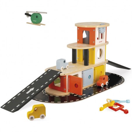 Garage en bois jouet - Garage enfant, garage en bois Bolis - Janod