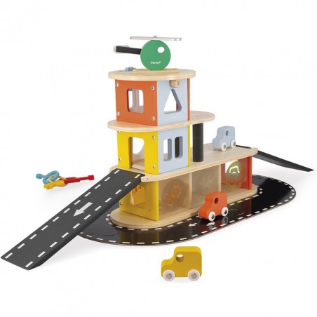 Garage en bois jouet - Garage enfant, garage en bois Bolis - Janod
