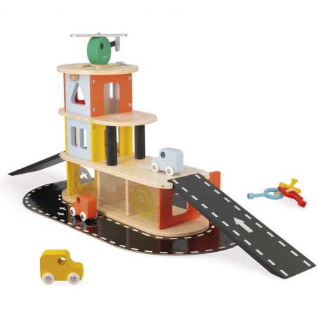 Garage en bois jouet - Garage enfant, garage en bois Bolis - Janod