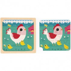 Puzzle bois bébé - Puzzle animaux 9 pièces, enfant 18 mois - Janod 2