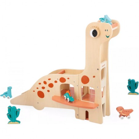Garage dinosaure bois - Véhicules dino pour enfant dès 2 ans - Janod
