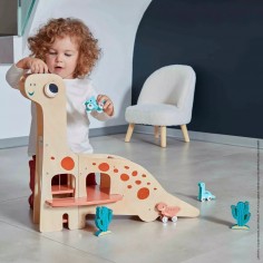 Garage dinosaure bois - Véhicules dino pour enfant dès 2 ans - Janod 2