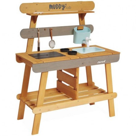 Cuisine extérieur bois - Muddy Lab, jeu plein air enfant 3 ans - Janod
