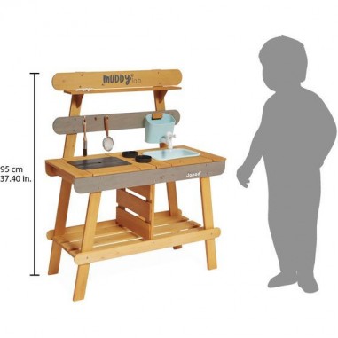 Cuisine extérieur bois - Muddy Lab, jeu plein air enfant 3 ans - Janod