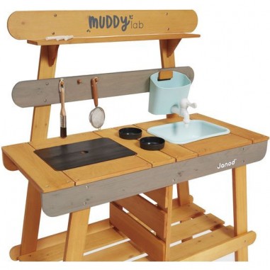 Cuisine extérieur bois - Muddy Lab, jeu plein air enfant 3 ans - Janod