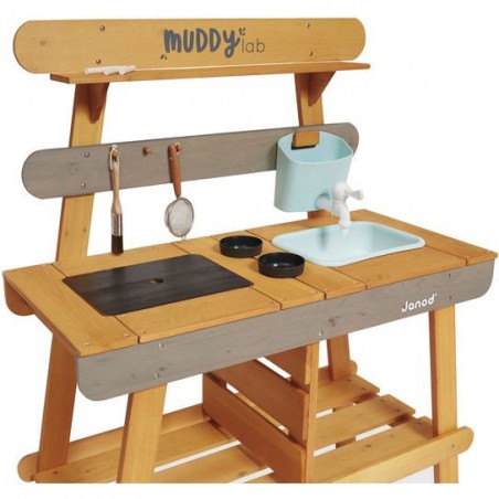 Cuisine extérieur bois - Muddy Lab, jeu plein air enfant 3 ans - Janod