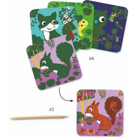 Carte à Gratter animaux de la forêt Djeco