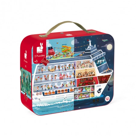 2 puzzles bateau de croisière 100 et 200 pièces - Janod