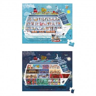 2 puzzles bateau de croisière 100 et 200 pièces - Janod