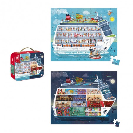 2 puzzles bateau de croisière 100 et 200 pièces - Janod