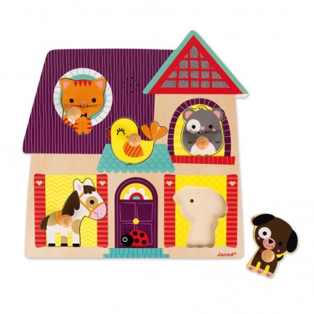 Puzzle bois - Puzzle musical animaux pour enfant dès 18 mois - Janod