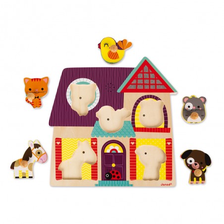 Puzzle bois - Puzzle musical animaux pour enfant dès 18 mois - Janod