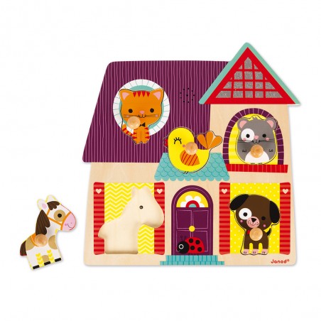 Puzzle bois - Puzzle musical animaux pour enfant dès 18 mois - Janod