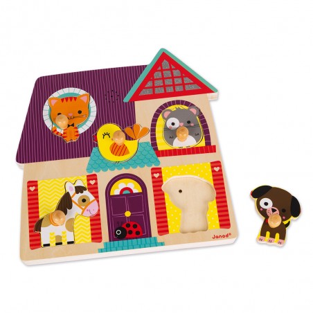 Puzzle bois - Puzzle musical animaux pour enfant dès 18 mois - Janod