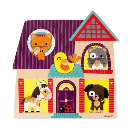 Puzzle bois - Puzzle musical animaux pour enfant dès 18 mois - Janod