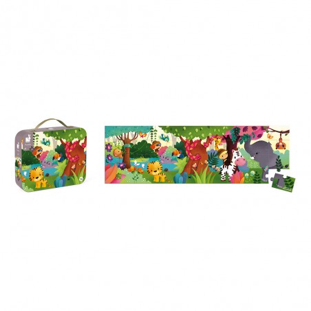 Valisette puzzle panoramique Jungle 36 pièces : Puzzles 20 à 49 pièces - Janod