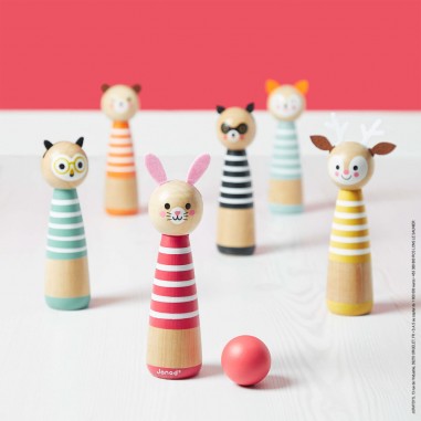 Quilles en bois - Jeu quilles animaux pour enfant dès 3 ans - Janod