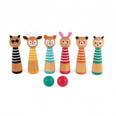 Quilles en bois - Jeu quilles animaux pour enfant dès 3 ans - Janod