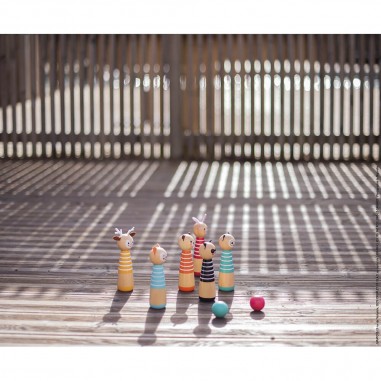 Quilles en bois - Jeu quilles animaux pour enfant dès 3 ans - Janod