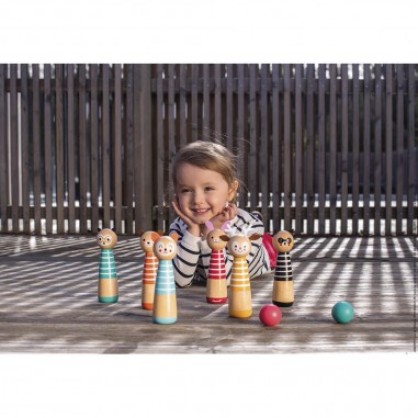 Quilles en bois - Jeu quilles animaux pour enfant dès 3 ans - Janod