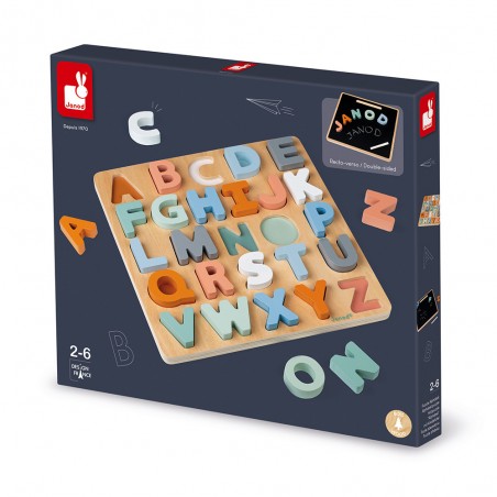 Puzzle alphabet bois - Puzzle lettres pour enfant dès 2 ans - Janod