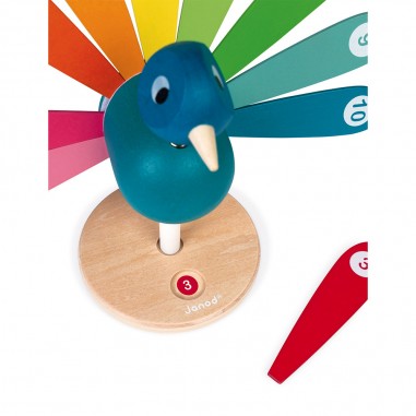 Jouet éducatif - J'apprends a compter Paon pour enfant dès 2 ans - Janod