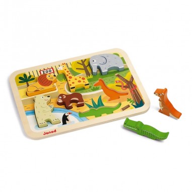 Chunky Puzzle Zoo 7 pièces : Puzzles en bois premier âge - Janod