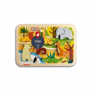 Chunky Puzzle Zoo 7 pièces : Puzzles en bois premier âge - Janod