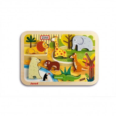Chunky Puzzle Zoo 7 pièces : Puzzles en bois premier âge - Janod