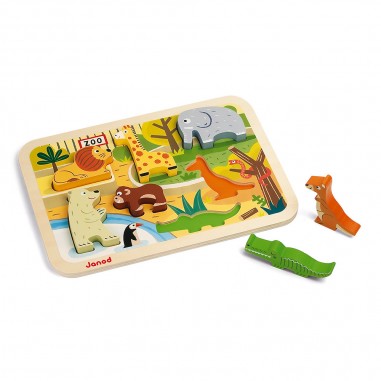 Chunky Puzzle Zoo 7 pièces : Puzzles en bois premier âge - Janod