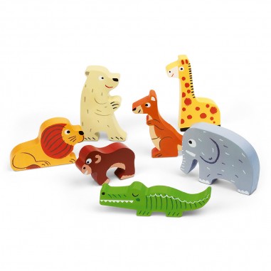 Chunky Puzzle Zoo 7 pièces : Puzzles en bois premier âge - Janod