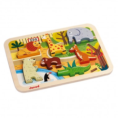Chunky Puzzle Zoo 7 pièces : Puzzles en bois premier âge - Janod