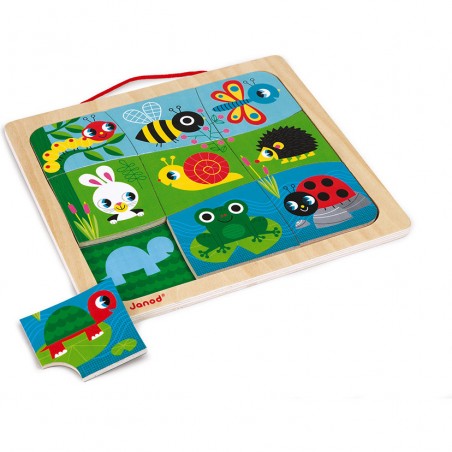Magneto Puzzle Happy Garden 9 pièces : Puzzles magnétiques - Janod