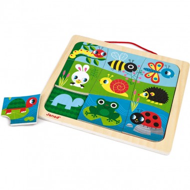 Magneto Puzzle Happy Garden 9 pièces : Puzzles magnétiques - Janod