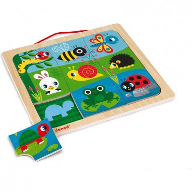 Magneto Puzzle Happy Garden 9 pièces : Puzzles magnétiques - Janod
