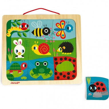 Magneto Puzzle Happy Garden 9 pièces : Puzzles magnétiques - Janod