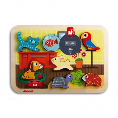 Chunky Puzzle Animaux 7 pièces : Puzzles en bois premier âge - Janod