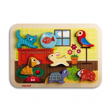 Chunky Puzzle Animaux 7 pièces : Puzzles en bois premier âge - Janod