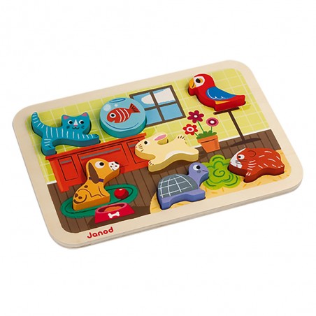 Chunky Puzzle Animaux 7 pièces : Puzzles en bois premier âge - Janod