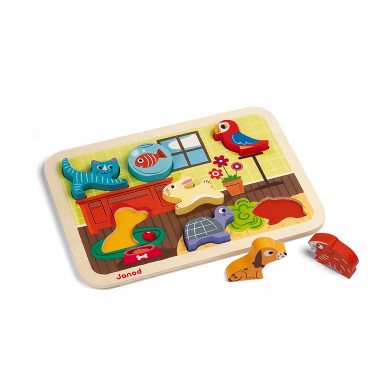Chunky Puzzle Animaux 7 pièces : Puzzles en bois premier âge - Janod