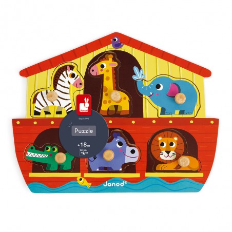 Puzzle Arche de Noé 6 pièces : Puzzles en bois premier âge - Janod