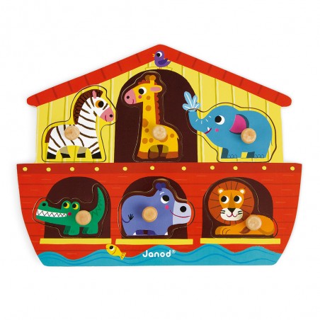 Puzzle Arche de Noé 6 pièces : Puzzles en bois premier âge - Janod