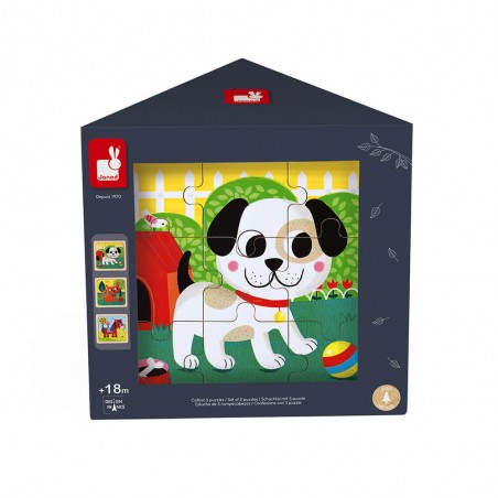 Coffret 3 Puzzles Tornado Titus Felix pour enfant dès 18 mois - Janod