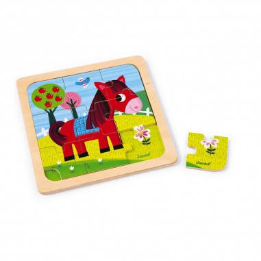 Puzzle Janod bois bébé - Puzzle Lapin 9 pièces, enfant 18 mois - Janod