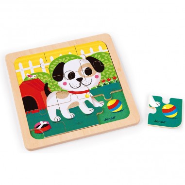 Puzzle Chien Titus 9 pièces : Puzzles en bois premier âge - Janod