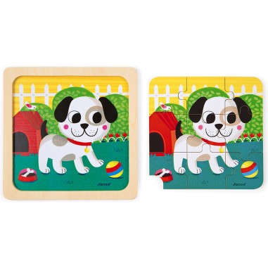 Puzzle Chien Titus 9 pièces : Puzzles en bois premier âge - Janod