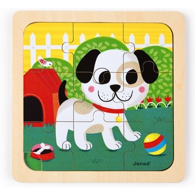 Puzzle Chien Titus 9 pièces : Puzzles en bois premier âge - Janod