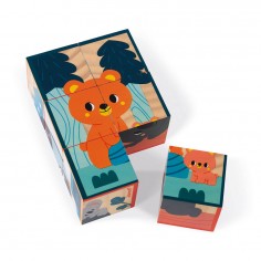 6 Cubes en bois animaux Wwf - un jeu - Janod